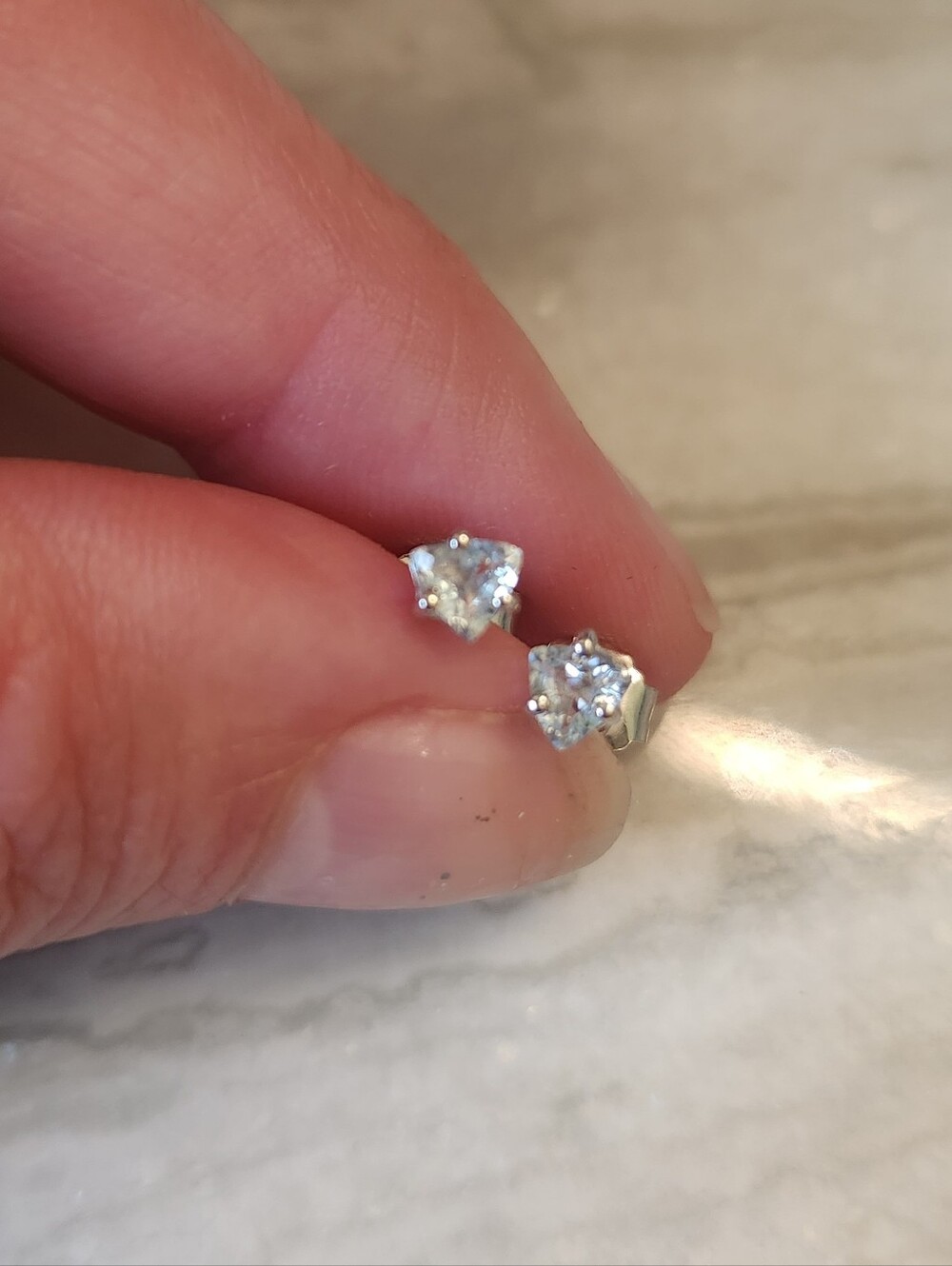 .52 Ct Genuine Blue Topaz Solitaire Stud Earrings, Trillion Cut, Sterling Silver